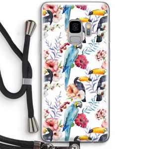 CaseCompany Bloemen tukan: Samsung Galaxy S9 Transparant Hoesje met koord