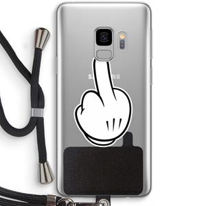 CaseCompany Middle finger white: Samsung Galaxy S9 Transparant Hoesje met koord