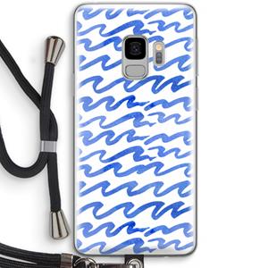 CaseCompany Blauwe golven: Samsung Galaxy S9 Transparant Hoesje met koord