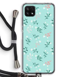 CaseCompany Small white flowers: Samsung Galaxy A22 5G Transparant Hoesje met koord