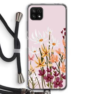 CaseCompany Painted wildflowers: Samsung Galaxy A22 5G Transparant Hoesje met koord