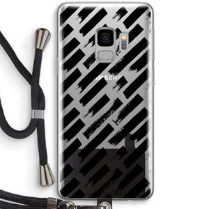 CaseCompany Zwarte vegen: Samsung Galaxy S9 Transparant Hoesje met koord