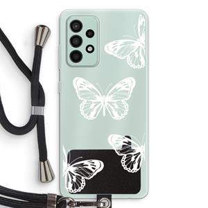 CaseCompany White butterfly: Samsung Galaxy A52s 5G Transparant Hoesje met koord