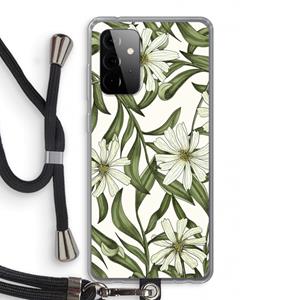 CaseCompany Wit bloemenpatroon: Samsung Galaxy A72 5G Transparant Hoesje met koord