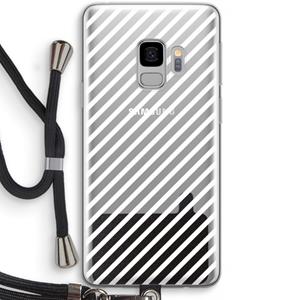 CaseCompany Strepen zwart-wit: Samsung Galaxy S9 Transparant Hoesje met koord