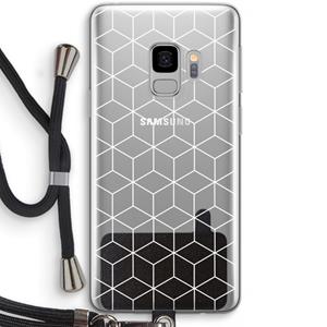 CaseCompany Zwart-witte kubussen: Samsung Galaxy S9 Transparant Hoesje met koord
