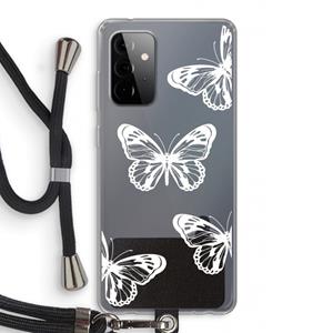 CaseCompany White butterfly: Samsung Galaxy A72 5G Transparant Hoesje met koord