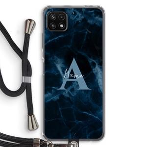 CaseCompany Midnight Marble: Samsung Galaxy A22 5G Transparant Hoesje met koord