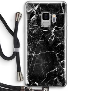 CaseCompany Zwart Marmer 2: Samsung Galaxy S9 Transparant Hoesje met koord