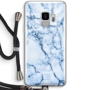 CaseCompany Blauw marmer: Samsung Galaxy S9 Transparant Hoesje met koord
