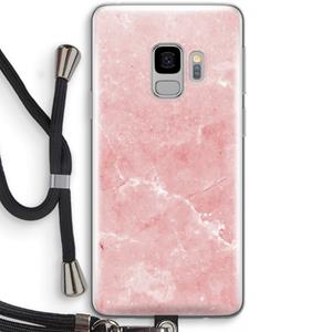 CaseCompany Roze marmer: Samsung Galaxy S9 Transparant Hoesje met koord