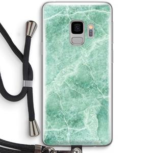 CaseCompany Groen marmer: Samsung Galaxy S9 Transparant Hoesje met koord