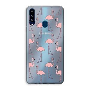 CaseCompany Anything Flamingoes: Samsung Galaxy A20s Transparant Hoesje