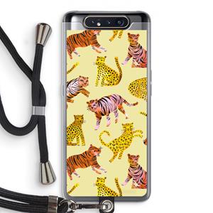CaseCompany Cute Tigers and Leopards: Samsung Galaxy A80 Transparant Hoesje met koord