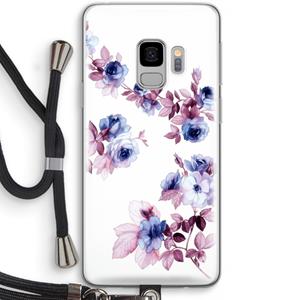 CaseCompany Waterverf bloemen: Samsung Galaxy S9 Transparant Hoesje met koord