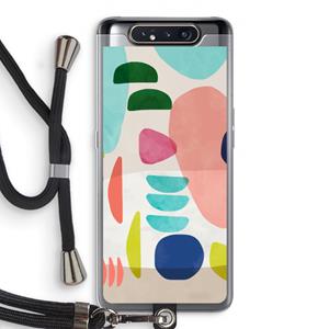 CaseCompany Bold Rounded Shapes: Samsung Galaxy A80 Transparant Hoesje met koord