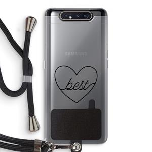 CaseCompany Best heart black: Samsung Galaxy A80 Transparant Hoesje met koord