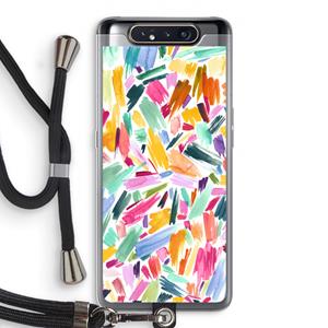 CaseCompany Watercolor Brushstrokes: Samsung Galaxy A80 Transparant Hoesje met koord
