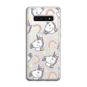 CaseCompany Rainbow Unicorn: Samsung Galaxy S10 4G Transparant Hoesje