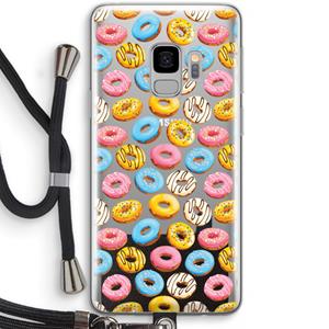 CaseCompany Pink donuts: Samsung Galaxy S9 Transparant Hoesje met koord