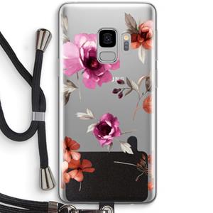 CaseCompany Geschilderde bloemen: Samsung Galaxy S9 Transparant Hoesje met koord