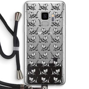 CaseCompany Zwarte poes: Samsung Galaxy S9 Transparant Hoesje met koord