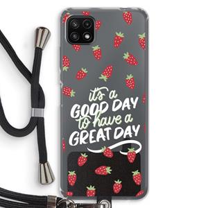 CaseCompany Don't forget to have a great day: Samsung Galaxy A22 5G Transparant Hoesje met koord