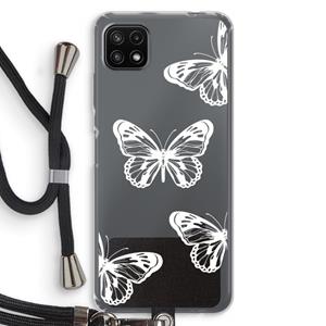 CaseCompany White butterfly: Samsung Galaxy A22 5G Transparant Hoesje met koord