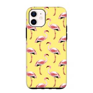 CaseCompany Flamingo's geel: iPhone 12 mini Tough Case