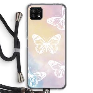 CaseCompany White butterfly: Samsung Galaxy A22 5G Transparant Hoesje met koord