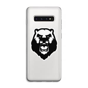 CaseCompany Angry Bear (white): Samsung Galaxy S10 4G Transparant Hoesje