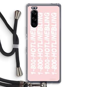 CaseCompany Hotline bling pink: Sony Xperia 5 Transparant Hoesje met koord