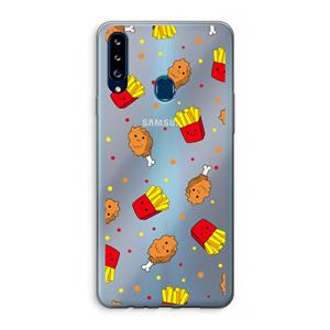 CaseCompany Chicken 'n Fries: Samsung Galaxy A20s Transparant Hoesje