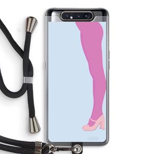 CaseCompany Pink panty: Samsung Galaxy A80 Transparant Hoesje met koord