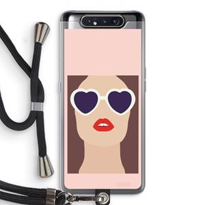 CaseCompany Red lips: Samsung Galaxy A80 Transparant Hoesje met koord