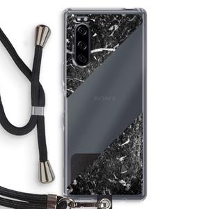 CaseCompany Zwart marmer: Sony Xperia 5 Transparant Hoesje met koord