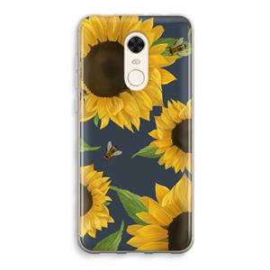 CaseCompany Sunflower and bees: Xiaomi Redmi 5 Transparant Hoesje