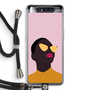 CaseCompany Yellow glasses: Samsung Galaxy A80 Transparant Hoesje met koord