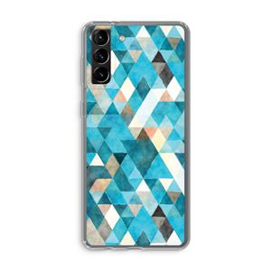 CaseCompany Gekleurde driehoekjes blauw: Samsung Galaxy S21 Plus Transparant Hoesje