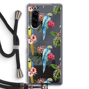 CaseCompany Kleurrijke papegaaien: Sony Xperia 5 Transparant Hoesje met koord