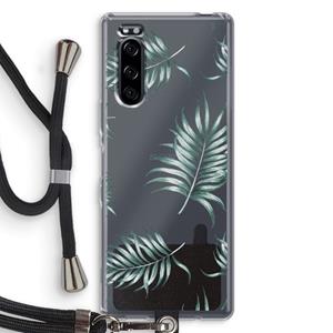 CaseCompany Simple leaves: Sony Xperia 5 Transparant Hoesje met koord