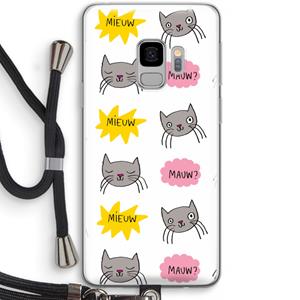 CaseCompany Meow: Samsung Galaxy S9 Transparant Hoesje met koord