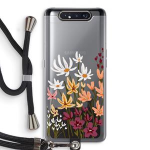 CaseCompany Painted wildflowers: Samsung Galaxy A80 Transparant Hoesje met koord