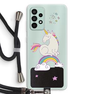 CaseCompany Regenboog eenhoorn: Samsung Galaxy A52s 5G Transparant Hoesje met koord