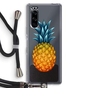 CaseCompany Grote ananas: Sony Xperia 5 Transparant Hoesje met koord