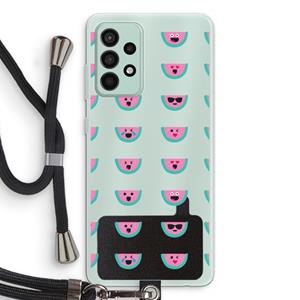 CaseCompany Smiley watermeloenprint: Samsung Galaxy A52s 5G Transparant Hoesje met koord