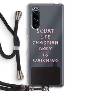 CaseCompany Christian Grey: Sony Xperia 5 Transparant Hoesje met koord