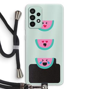 CaseCompany Smiley watermeloen: Samsung Galaxy A52s 5G Transparant Hoesje met koord