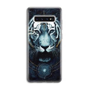 CaseCompany Darkness Tiger: Samsung Galaxy S10 4G Transparant Hoesje