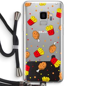 CaseCompany Chicken 'n Fries: Samsung Galaxy S9 Transparant Hoesje met koord